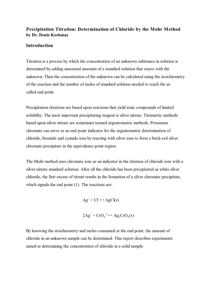 Mohr method Titration Chemistry