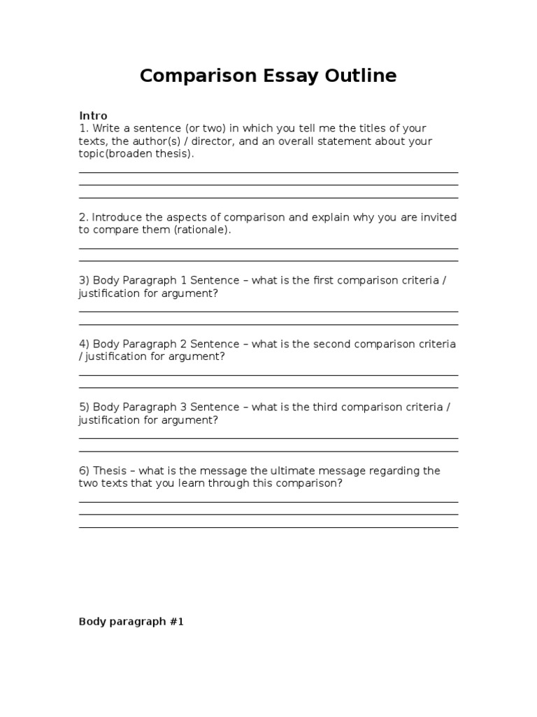 comparison essay outline