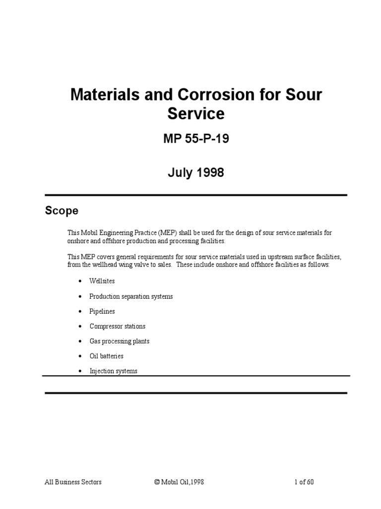 Materials and Corrosion For Sour Service PDF Pipe (Fluid Conveyance) Stainless Steel
