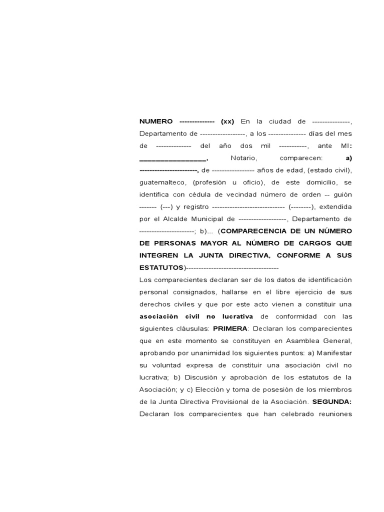 Acta constitutiva asociación civil pdf
