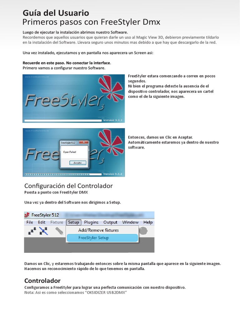 Guía de Configuración de FreeStyler DMX | PDF | Poco | Ventana ...