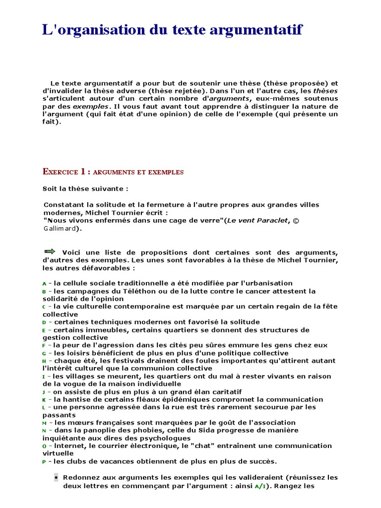Etudes Du Texte Argumentatif  Argumentation  Déduction logique