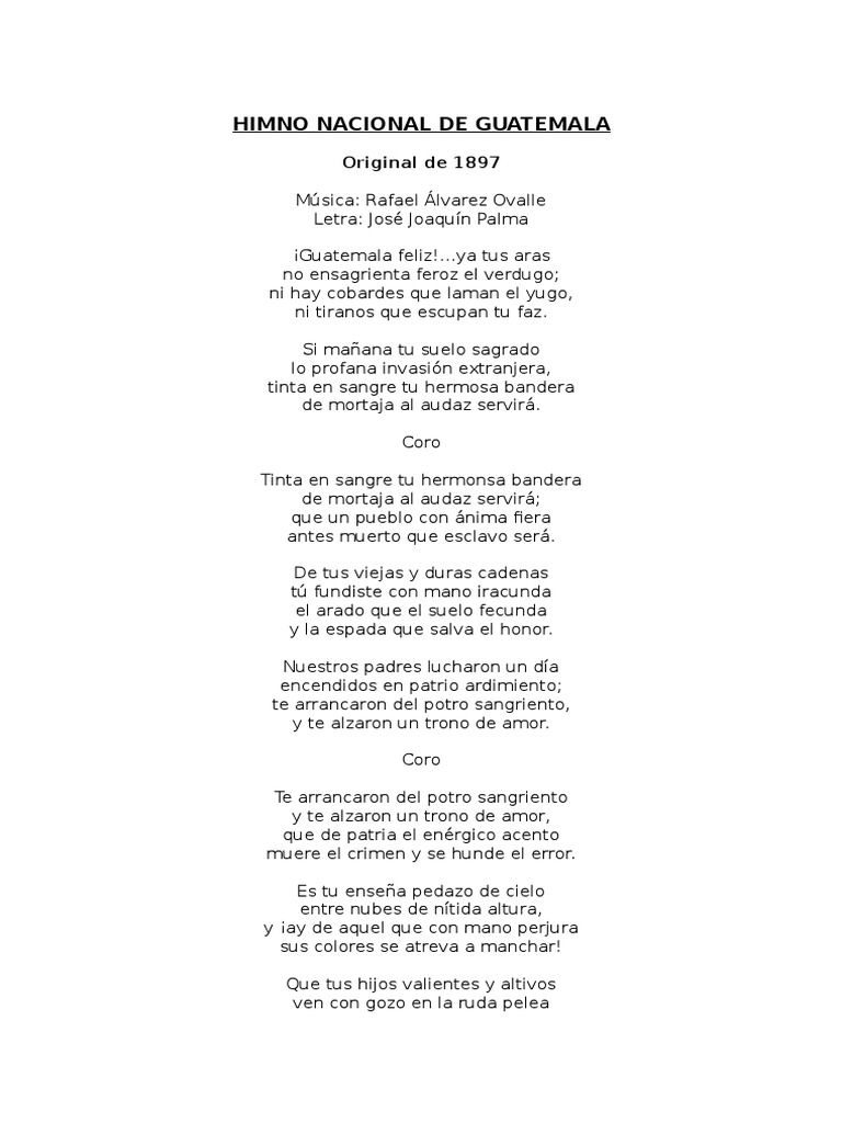 Historia del Himno Nacional de Guatemala | PDF | Entretenimiento (general)