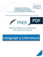 Ítems de La PAES 2014 y Justificaciones de Las Opciones D e Respuestas - Lenguaje y Literatura