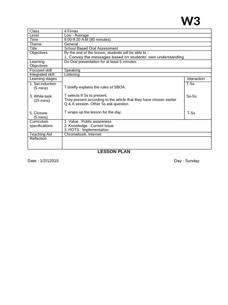 Lesson Plan For Ulbs Pdf Lesson Plan Curriculum