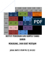 Jadual Kelas 5 Pismp