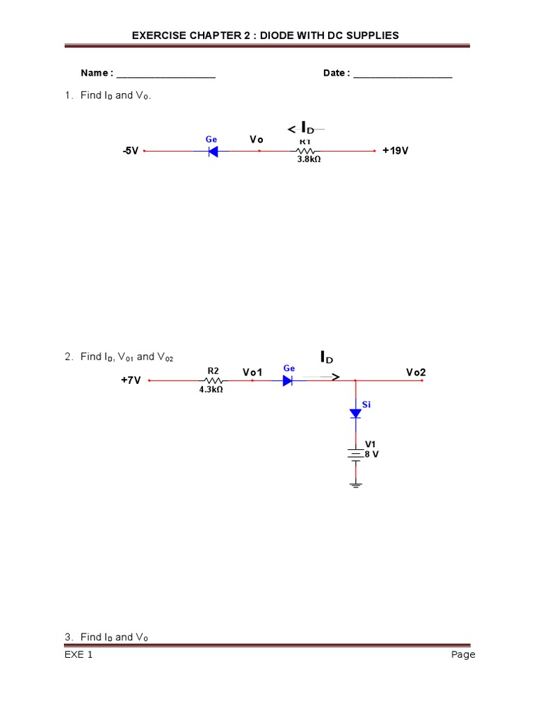 Diode Analysis Exercises | PDF