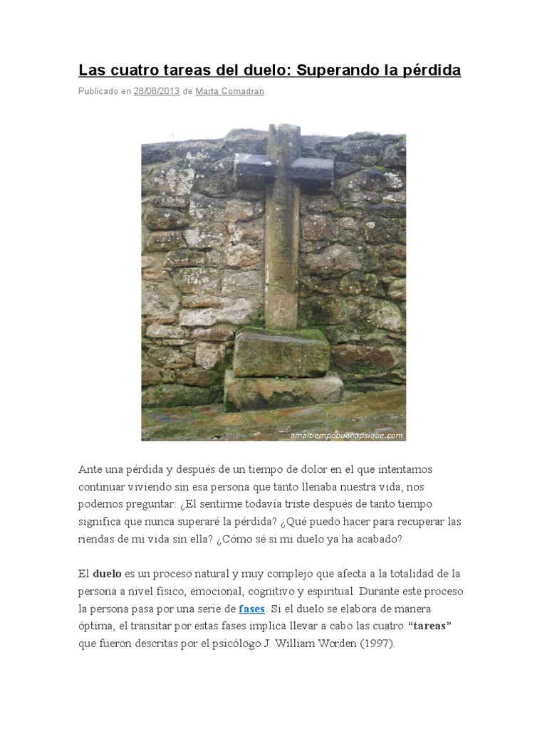 Las Cuatro Tareas Del Duelo Pdf Dolor Muerte