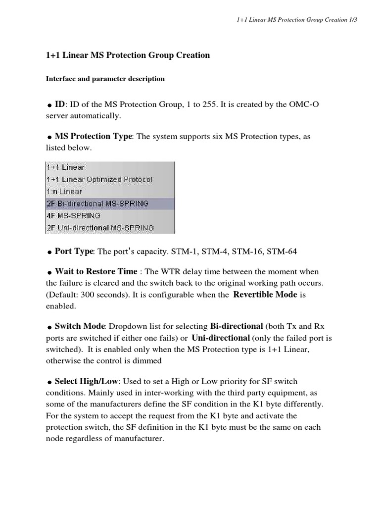 1+1 Linear MS Protection Group Setup | PDF | Switch | System Software