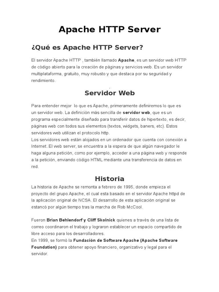Apache HTTP Server: Ventajas y Desventajas | PDF | Servidor HTTP Apache ...