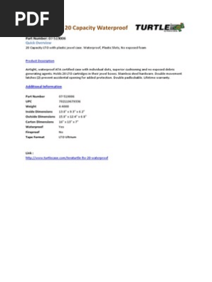 TeraTurtle LTO 20 Capacity Waterproof-datasheet