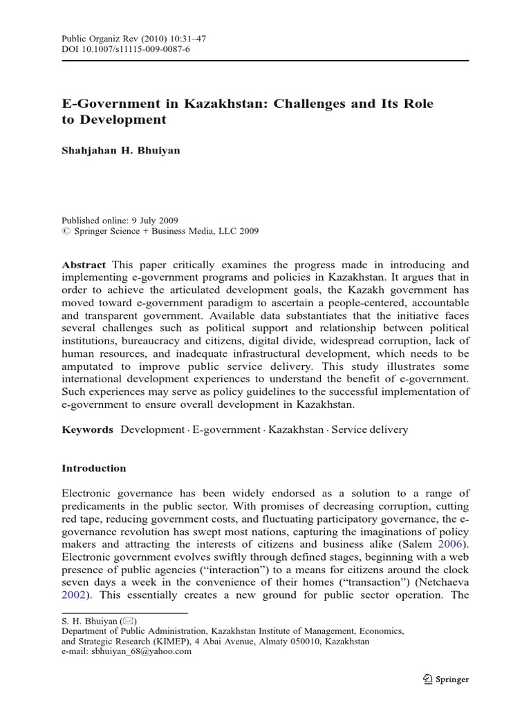 E-Government Challenges in Kazakhstan | PDF | E Government | Kazakhstan