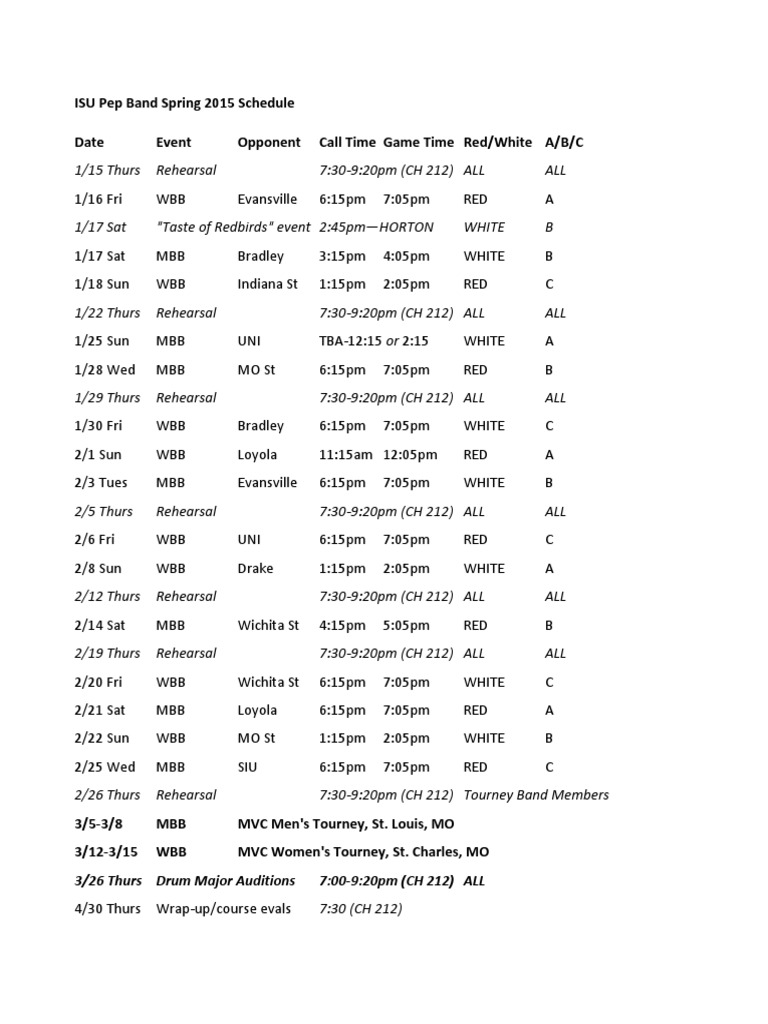 S15 Pep Band Schedule PDF