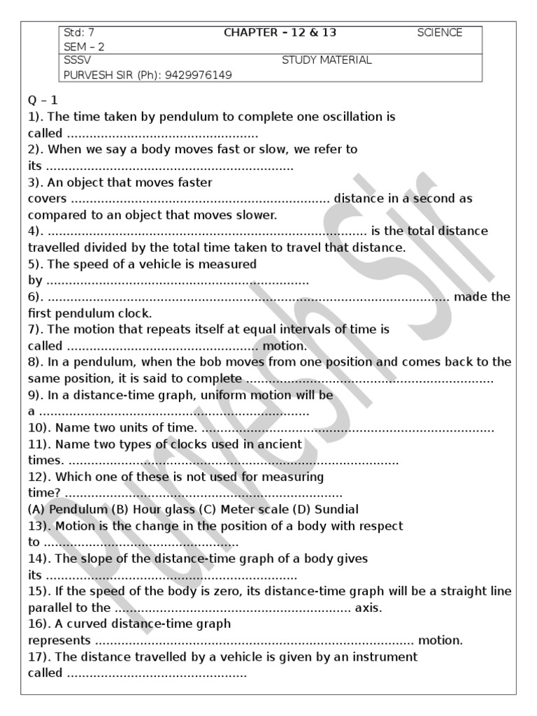 STD 7 SSSV SC CH 12 & 13 New Course 2nd Sem | PDF | Speed | Electric ...