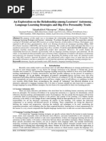 An Exploration On The Relationship Among Learners' Autonomy, Language Learning Strategies and Big-Five Personality Traits