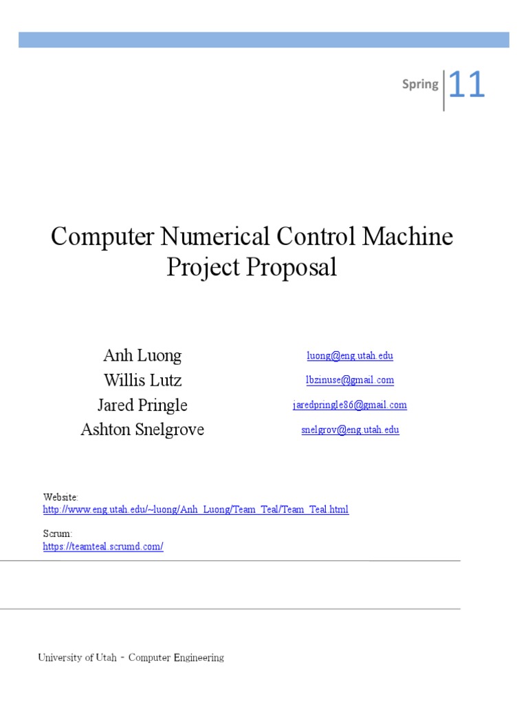 Computer Numerical Control Machine Project Proposal: Anh Luong Willis ...