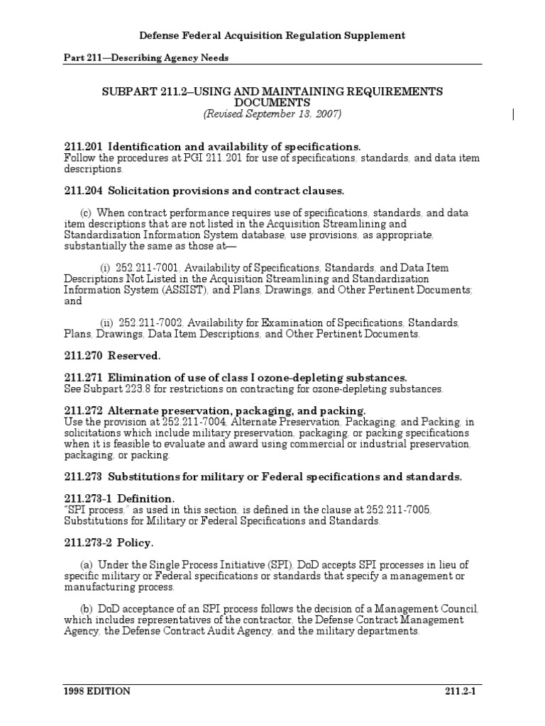 (Revised September 13, 2007) : Defense Federal Acquisition Regulation ...