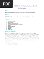 Determination of Field Density of Soil by Sand Replacement Method