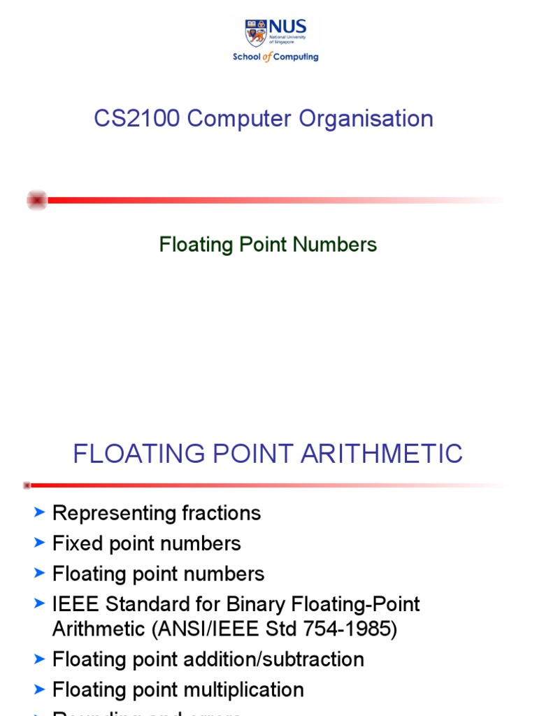 Cs2100 9 Floating Point PDF Rounding Encodings