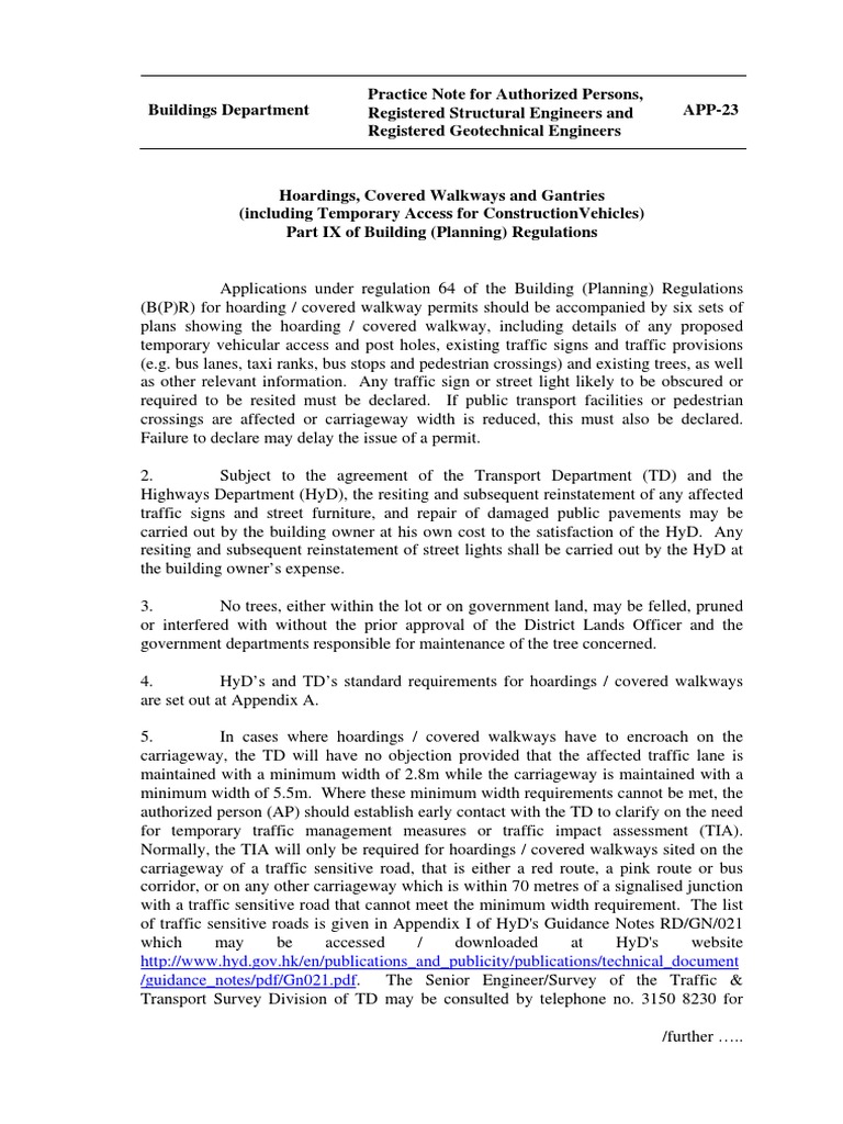 Hoarding and Walkway Permit Guidelines | PDF | Traffic | Road