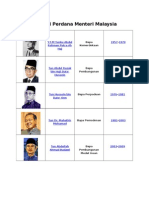 Senarai Perdana Menteri Malaysia: 1 Hingga 6