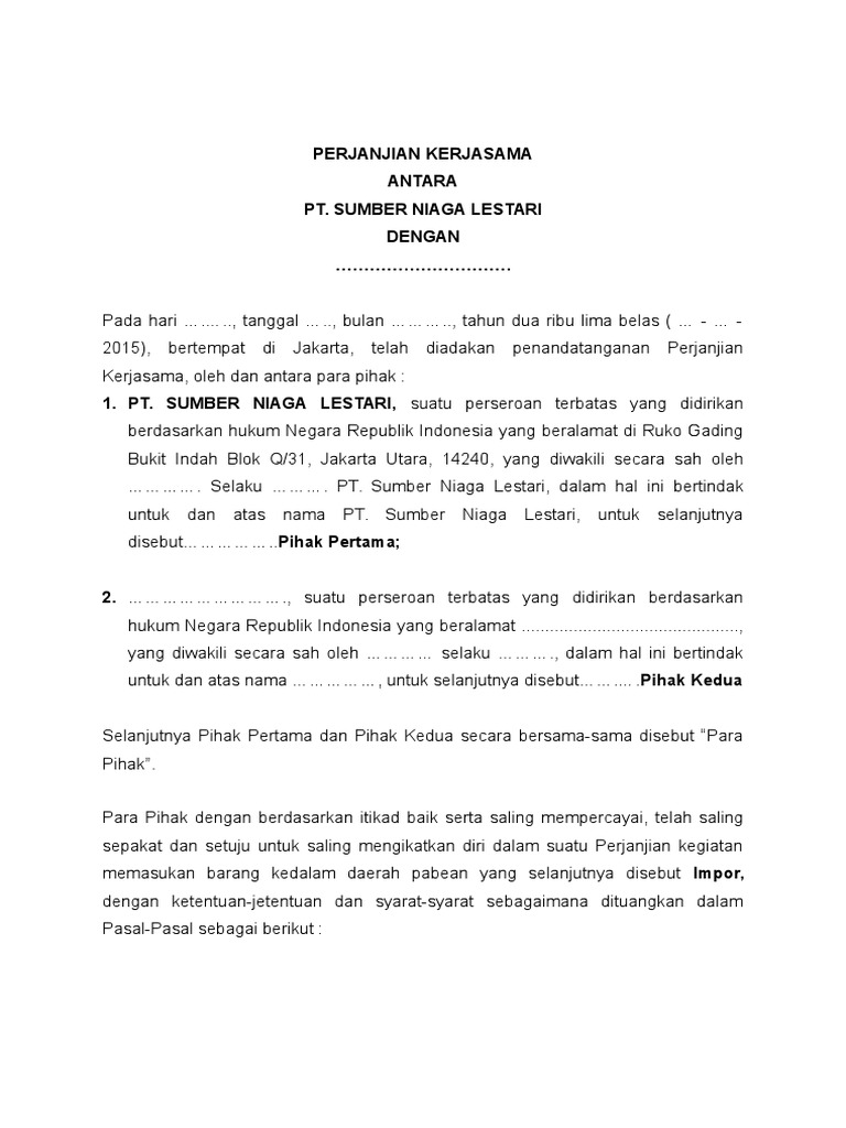 Contoh Surat Kontrak Security