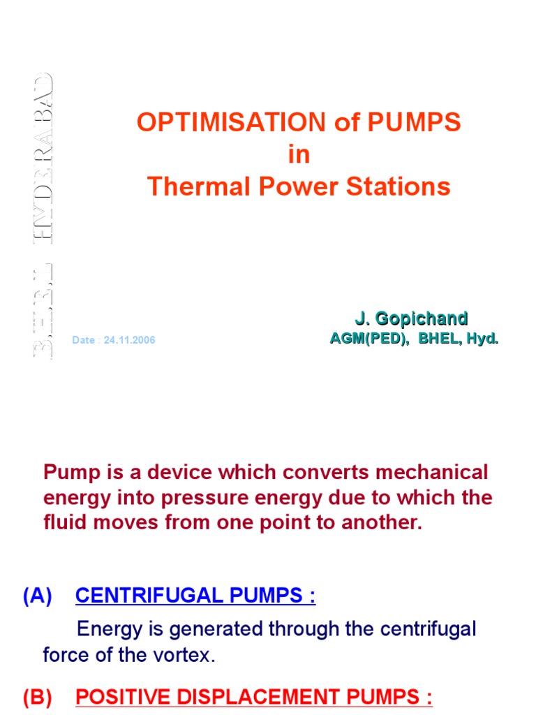 Pump Optimization in Thermal Power Stations | PDF | Pump | Gas Technologies