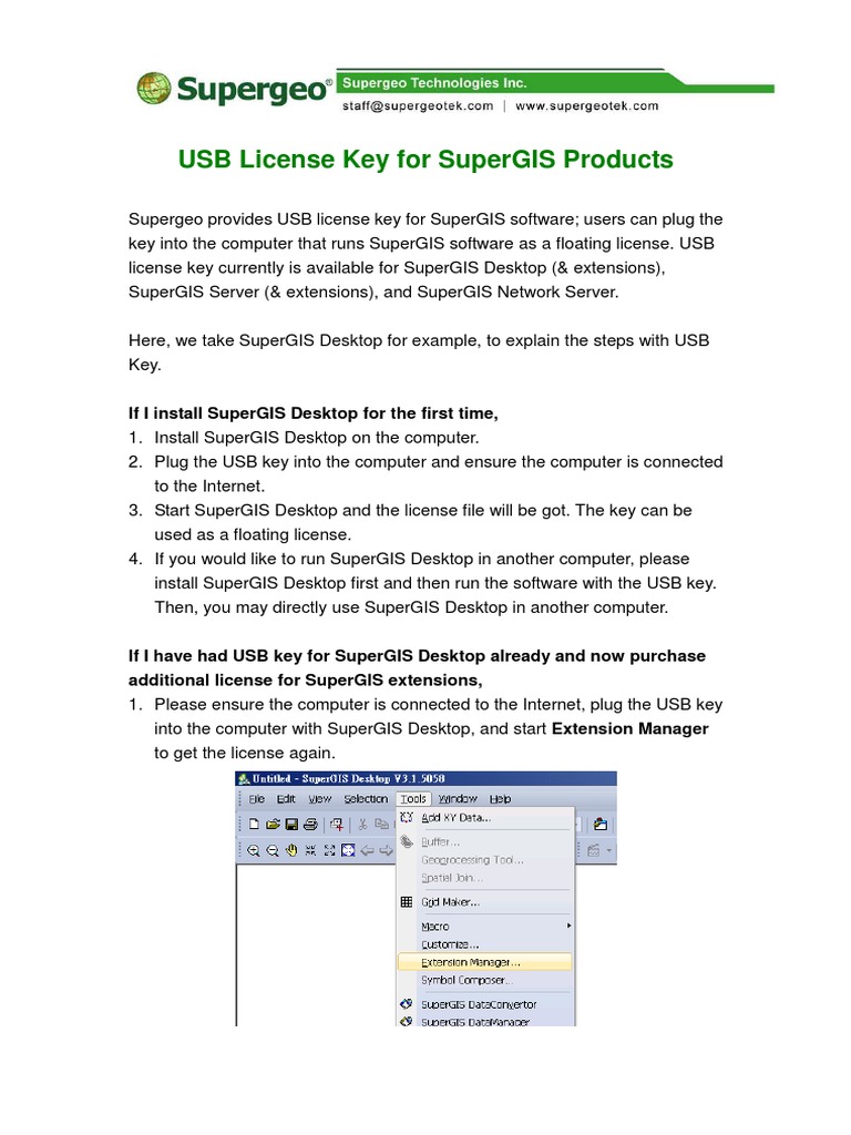 SuperGIS USB License Guide | PDF | Computers