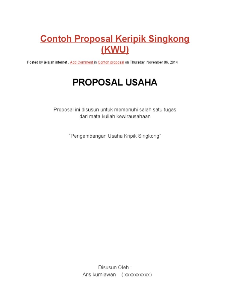 Contoh Proposal Keripik Singkong Docx
