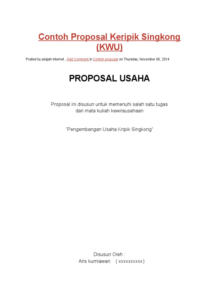 Contoh proposal business plan keripik singkong 06 picture