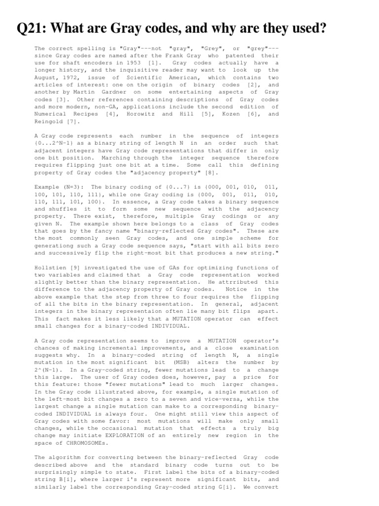 Q21: What Are Gray Codes, and Why Are They Used? | PDF | String ...