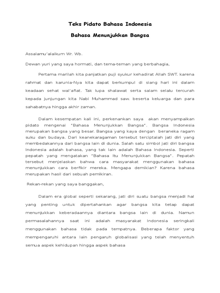 Editan Teks Pidato Bahasa