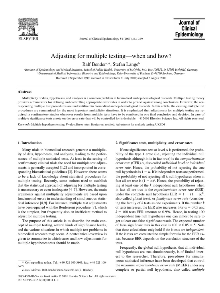 Adjusting For Multiple Testing | PDF