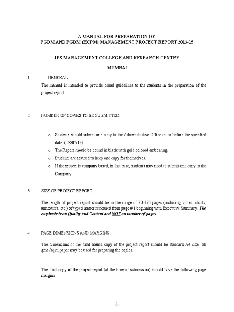 PGDM Project Report Preparation Guide | PDF | Master Of Business ...