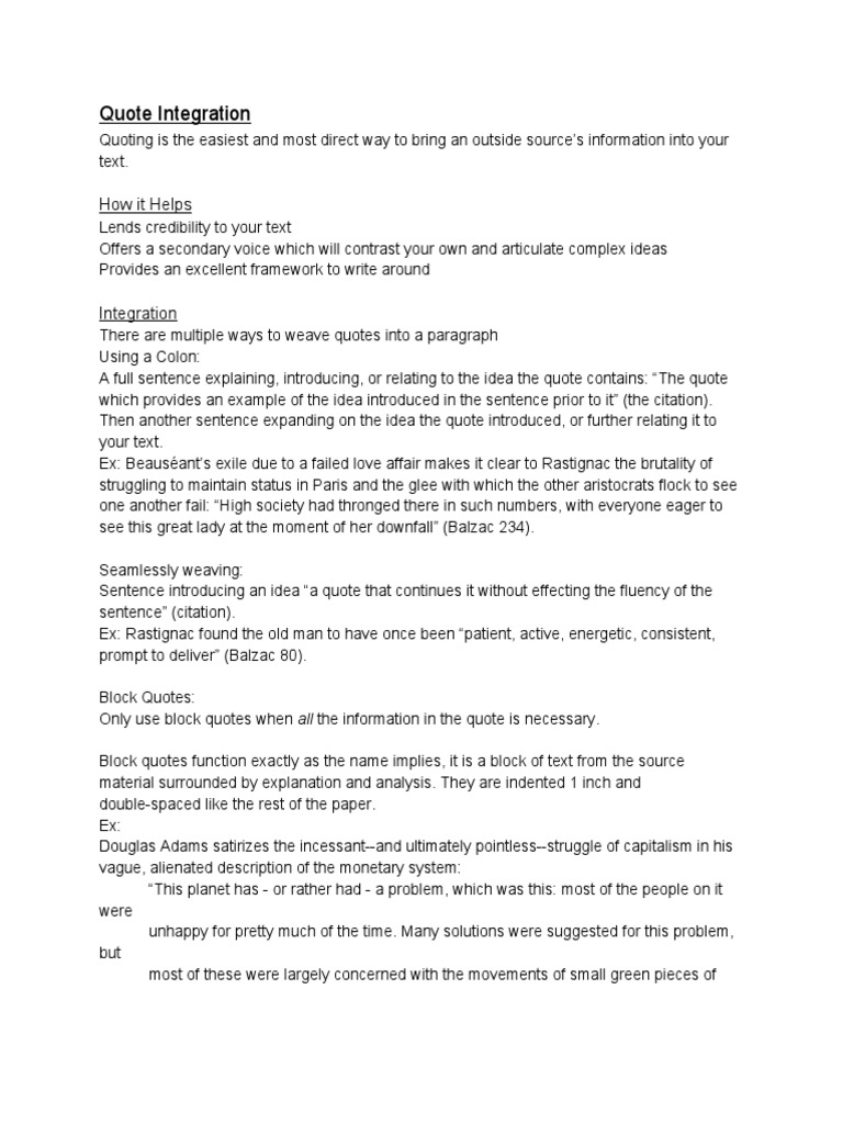 Weaving Quotes into Text Effectively | PDF