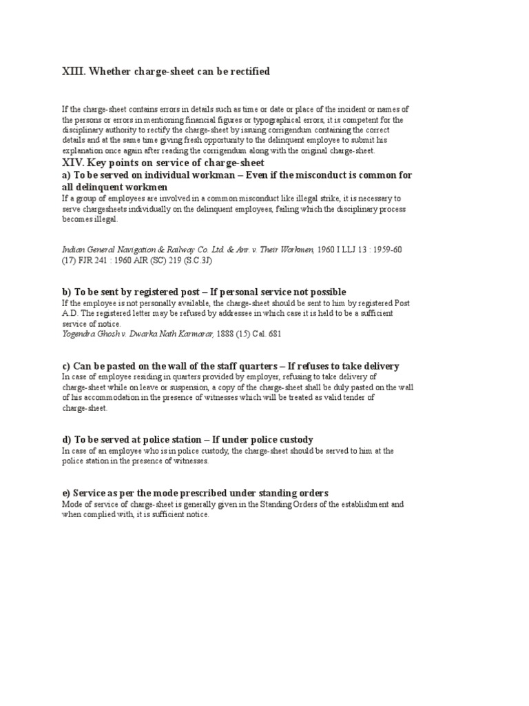 Charge-Sheet Rectification and Service Guidelines | PDF | Finance ...
