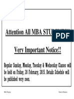 Attention All MBA STUDENTS!! Very Important Notice!!