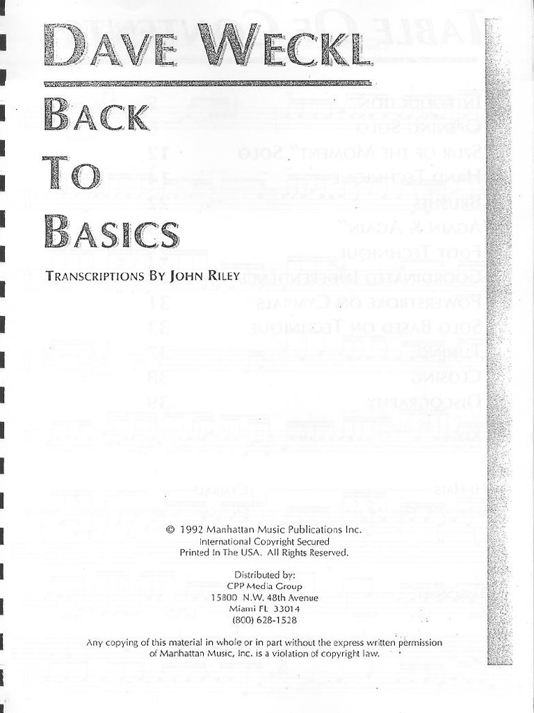 Dave Weckl - Back To Basics | PDF