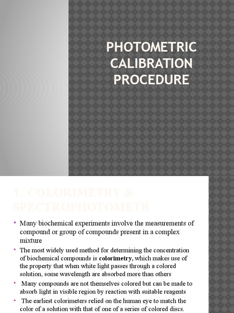 Photometric Calibration Procedure PDF Fluorescence Spectroscopy