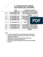 Jadwal Penanggung Jawab Praktikum Patologi Sistemik