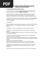 Biology 12 - Unit E - Cell Processes and Applications - Transport Across Cell Membrane - Chapter 4 Review Worksheet KEY