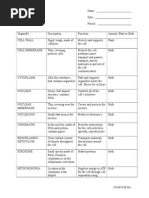 Cell Organelles Worksheet