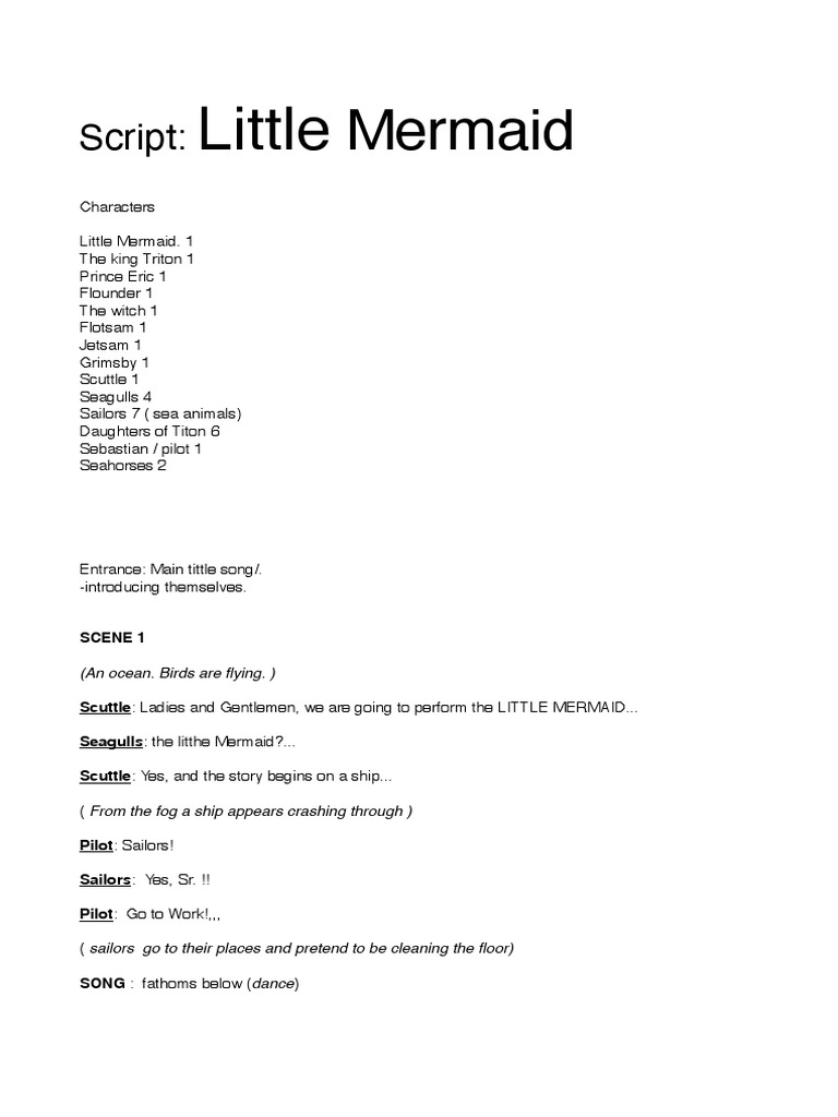 Little Mermaid Script Overview | PDF | Art | Classics