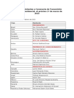 Listado de Asistentes A Ceremonia de Transmisión Del Mando Presidencial