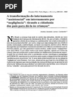 A Transformação Do Internamento Assistencial Em Internamento Por Negliegencia