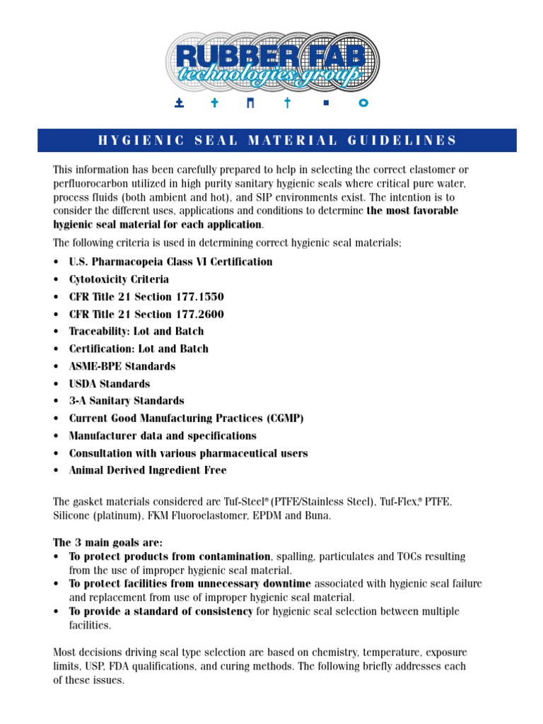 Hygienic Gasket Material Guide PDF Silicone Creep (Deformation)