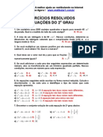 Exercicios Resolvidos Equacao 2 Grau