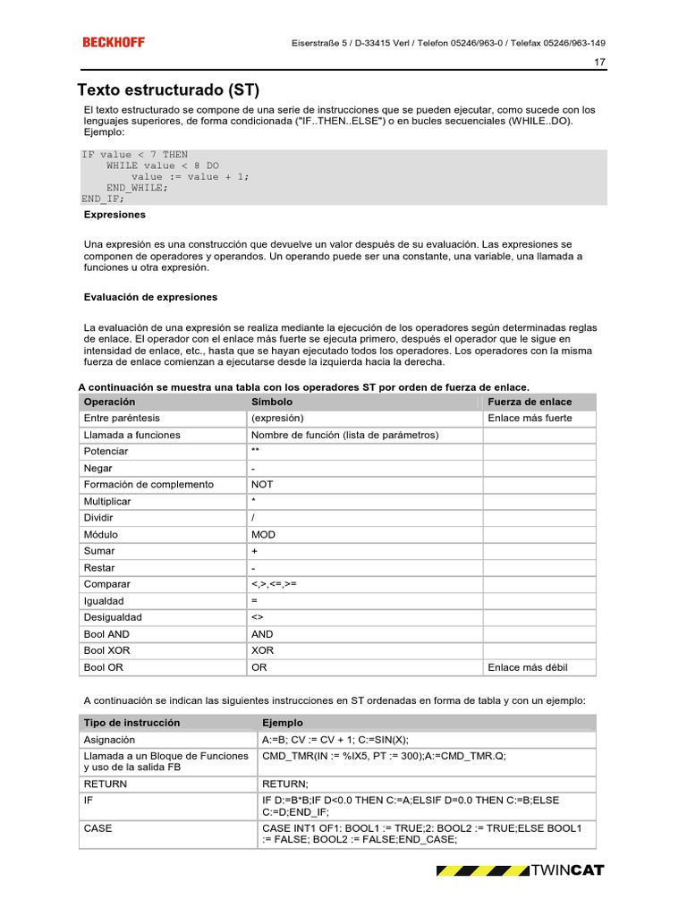 Instrucciones de Texto Estructurado ST | PDF