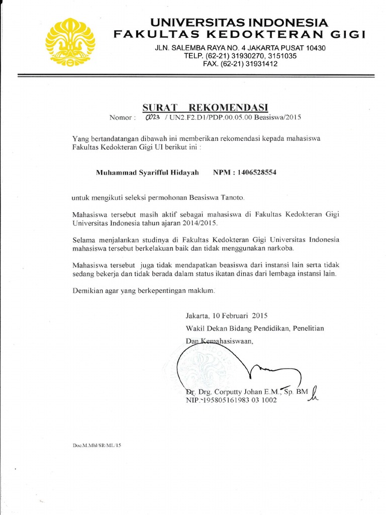 Surat Rekomendasi