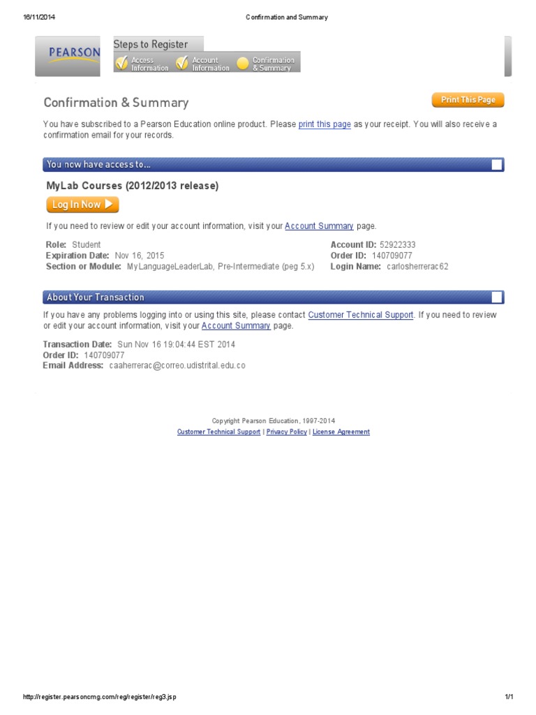 Confirmation and Summary | PDF